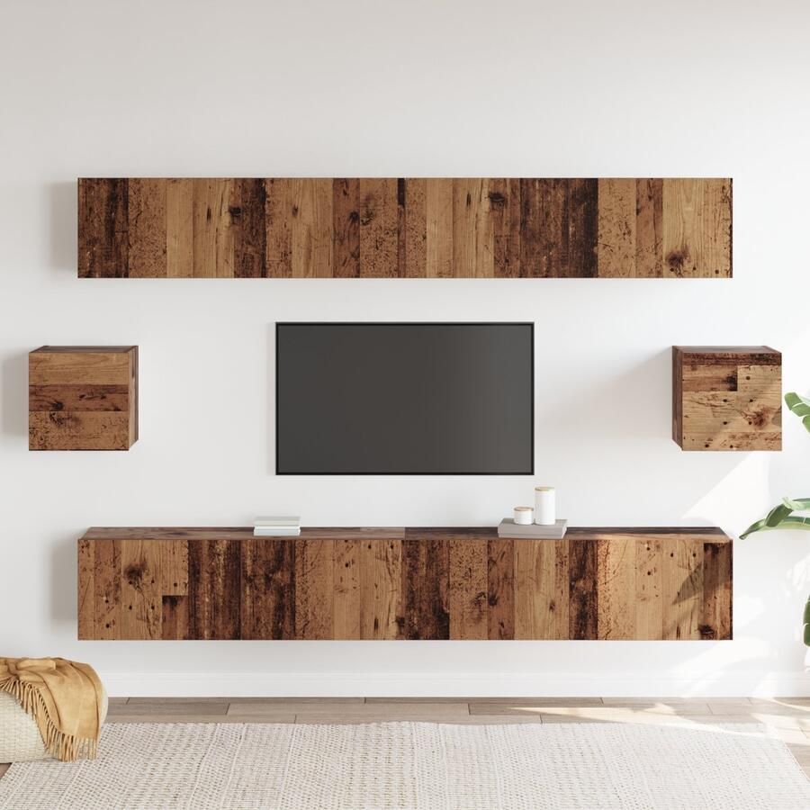 VidaXL 6-delige TV Kast Set Oude Hout Engineering Hout