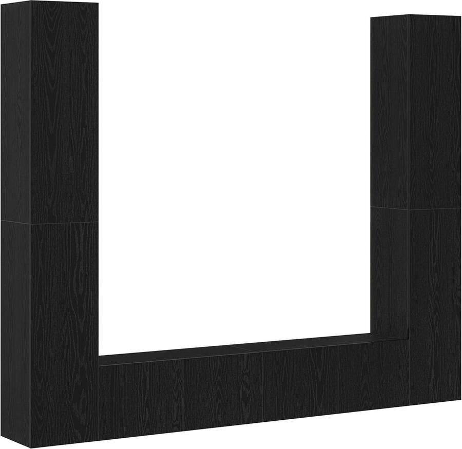 VidaXL 6-delige TV-kastset Wandgemonteerd zwart eiken engineered wood