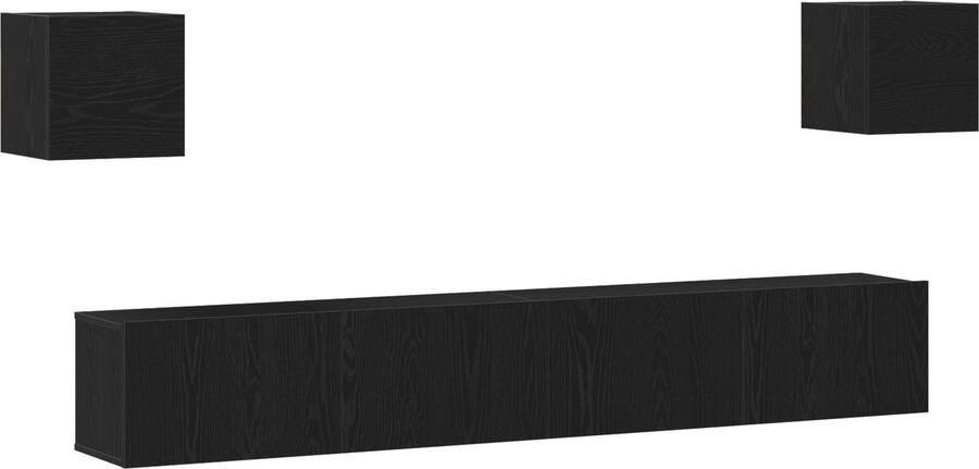 VidaXL 6-delige TV-kast set Wandbevestigd Zwart Eiken Engineered Wood