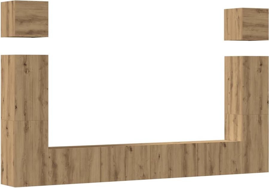 VidaXL 6-delige Tv-meubelset Artisan Eiken Tv Meubels Tv Kast Salontafel Houten Tv Stand Eiken Tv Meubel
