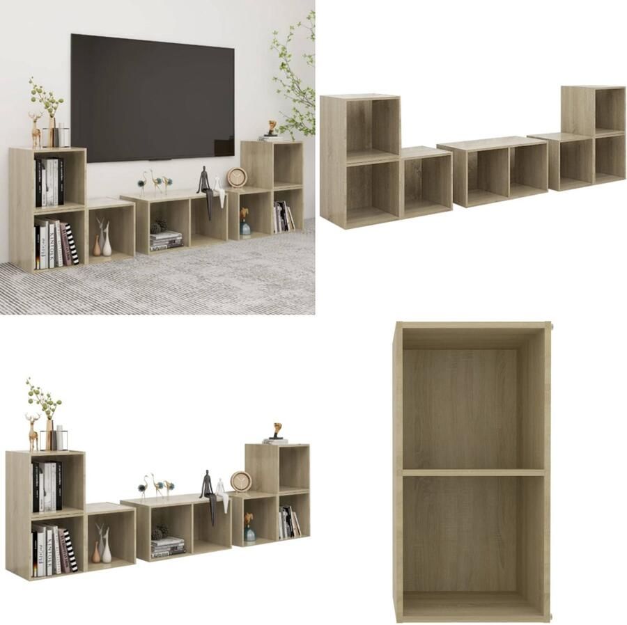 VidaXL 6-delige Tv-meubelset bewerkt hout sonoma eikenkleurig Tv-kastenset Tv-kastensets Tv-meubelset Tv-meubelsets