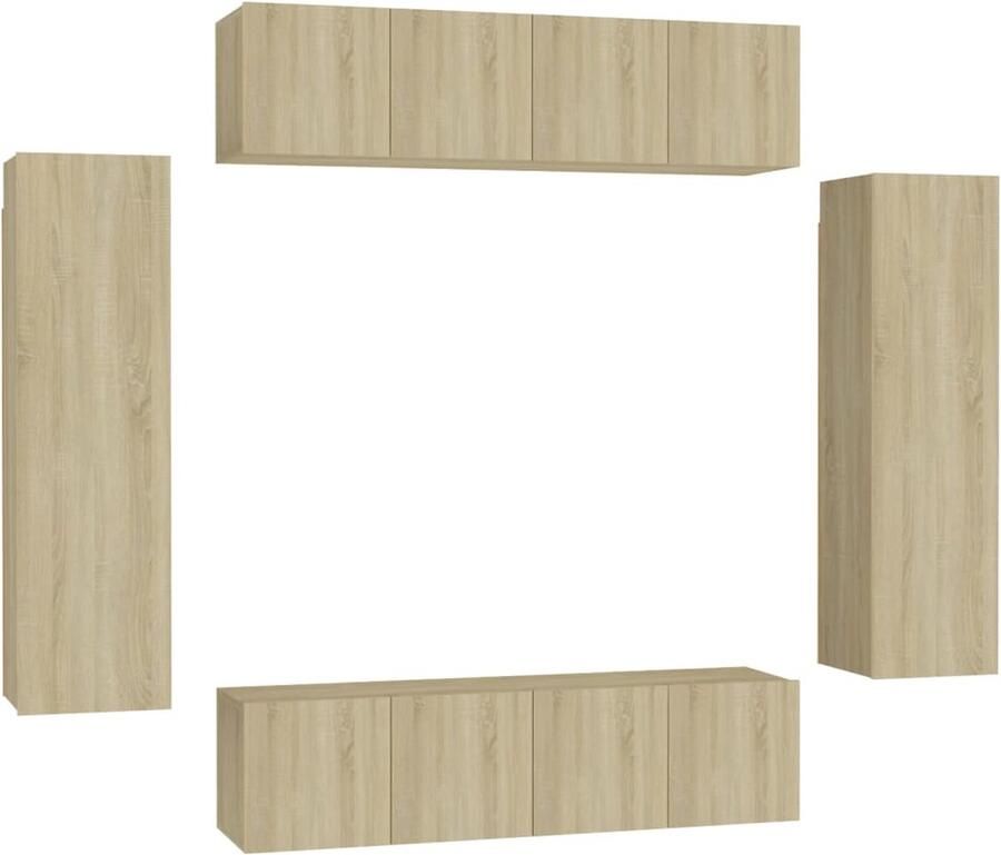 VidaXL 6-delige Tv-meubelset Sonoma Eikenhout Tv Meubel Salontafel Houten Tv Stand Houten Kast Media Kast Tv Unit Sonoma Eiken