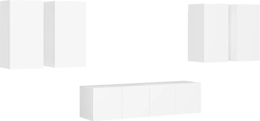 VidaXL 6-delige Tv-meubelset spaanplaat wit Tv-kastenset Tv-kastensets Tv-kasten Tv-meubelset