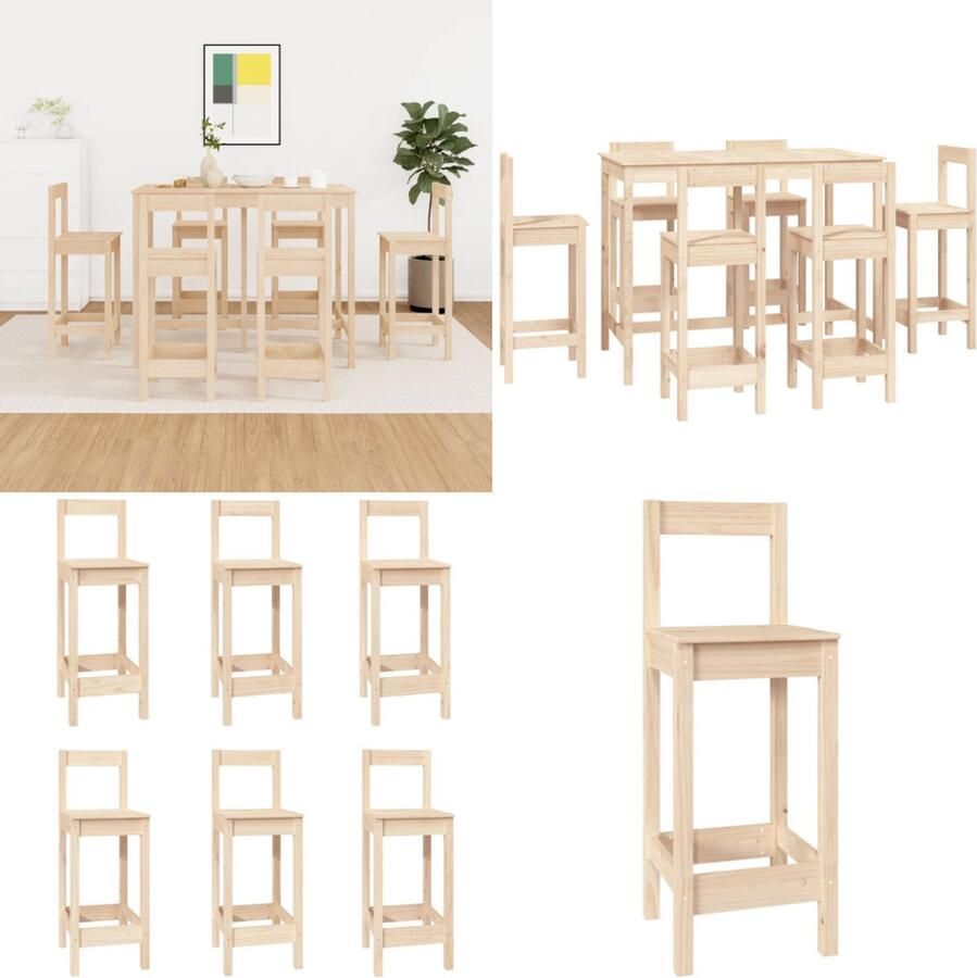 VidaXL 7-delige Barset massief grenenhout Barset Barsets Pubset Bistroset
