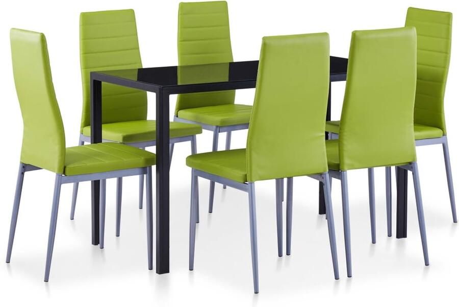 VidaXL 7-delige Eethoek Groen Modern Design Eetkamerset Eettafel Eetkamerstoel Groene Meubels Moderne Eettafels Salon Meubilair Dining Room Furniture - Foto 2