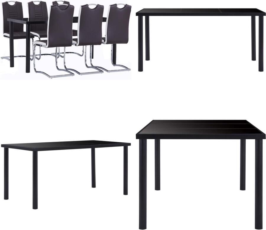 VidaXL 7-delige Eethoek kunstleer bruin Eetset Eetsets Eettafel En Stoel Eettafels En Stoelen - Foto 2