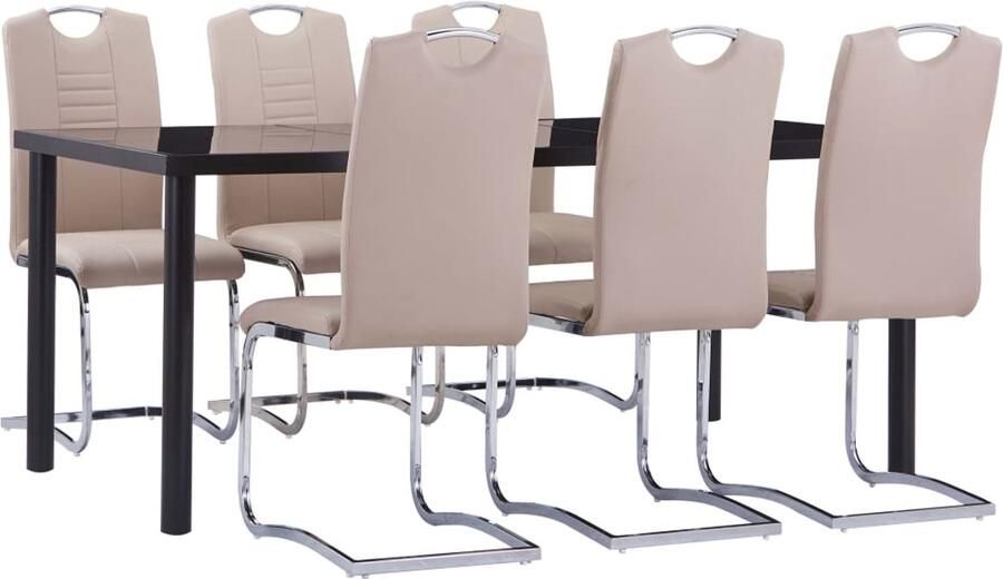 VidaXL 7-delige Eethoek kunstleer cappuccino Eetset Eetsets Eettafel En Stoel Eettafels En Stoelen - Foto 2