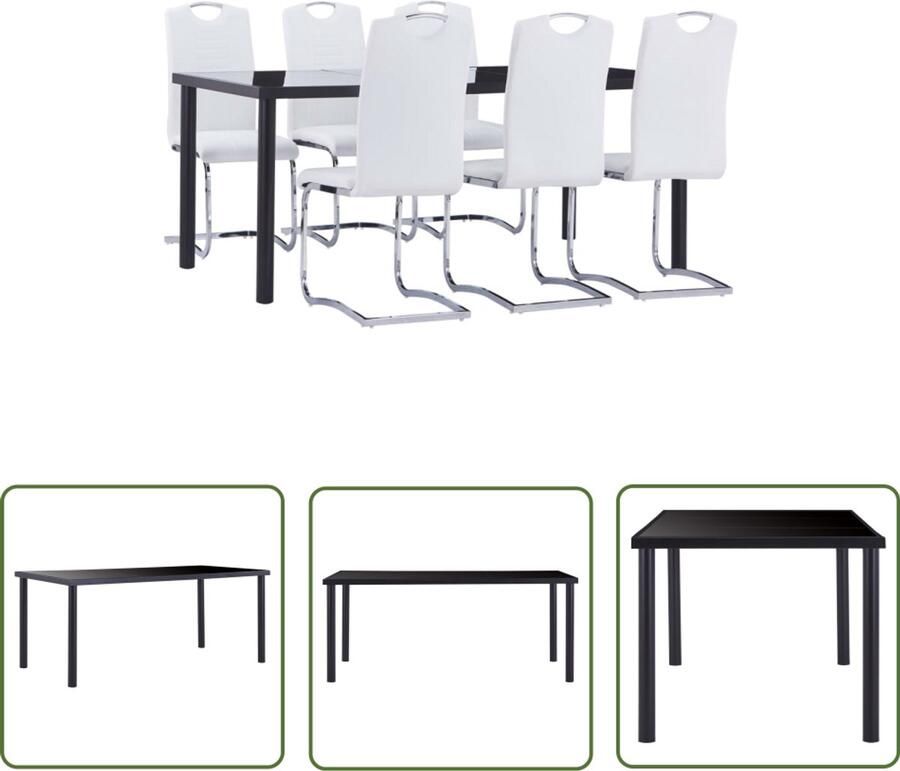 VidaXL 7-delige Eethoek Kunstleer Wit Modern Design Eetset Eettafel Eetkamerstoel Salontafel Keukenmeubilair Meubels Modern Minimalistisch Wit