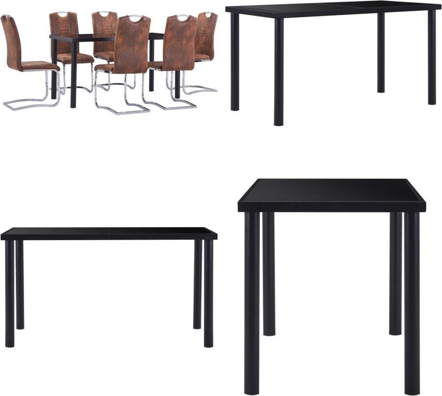 VidaXL 7-delige Eethoek kunstsuède bruin Eetset Eetsets Eettafel En Stoel Eettafels En Stoelen