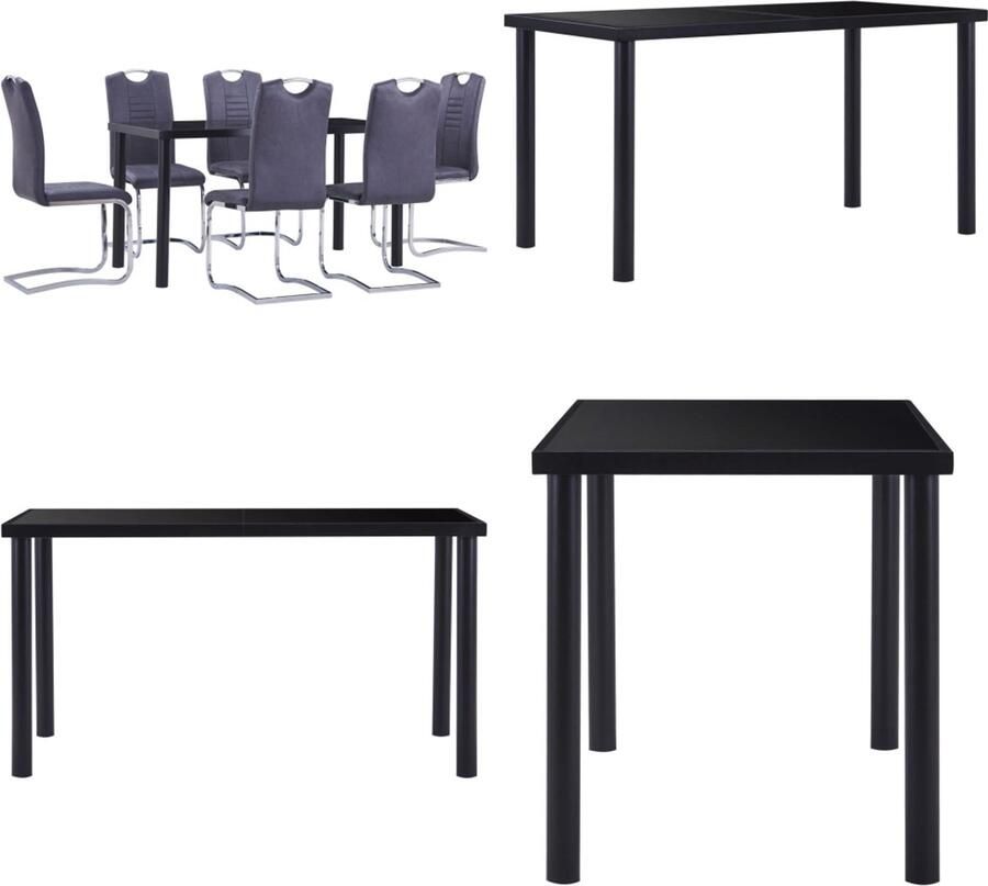 VidaXL 7-delige Eethoek kunstsuède grijs Eetset Eetsets Eettafel En Stoel Eettafels En Stoelen