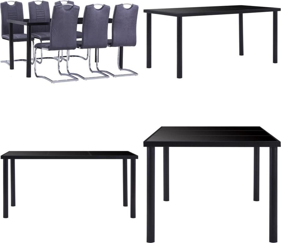 VidaXL 7-delige Eethoek kunstsuède grijs Eetset Eetsets Eettafel En Stoel Eettafels En Stoelen