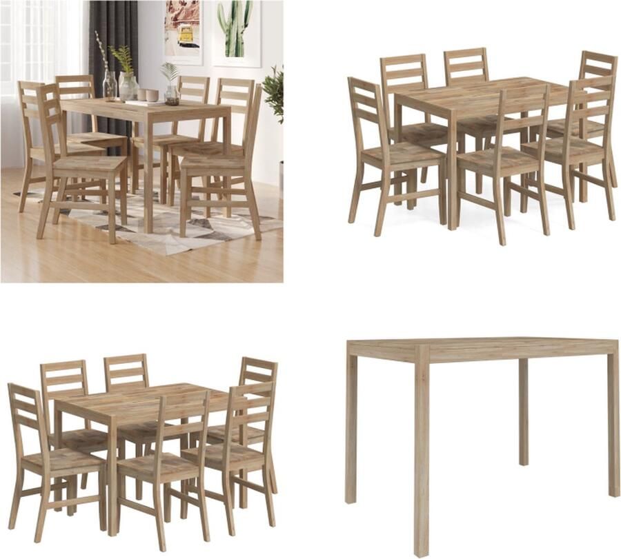 VidaXL -7-delige-Eethoek-massief-acaciahout