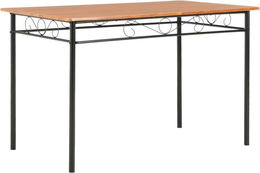 VidaXL 7-delige Eethoek Stijlvol MDF en Staal Eetkamer Eettafel Stoelen Vintage Houten Meubilair Mdf Staal Bruin