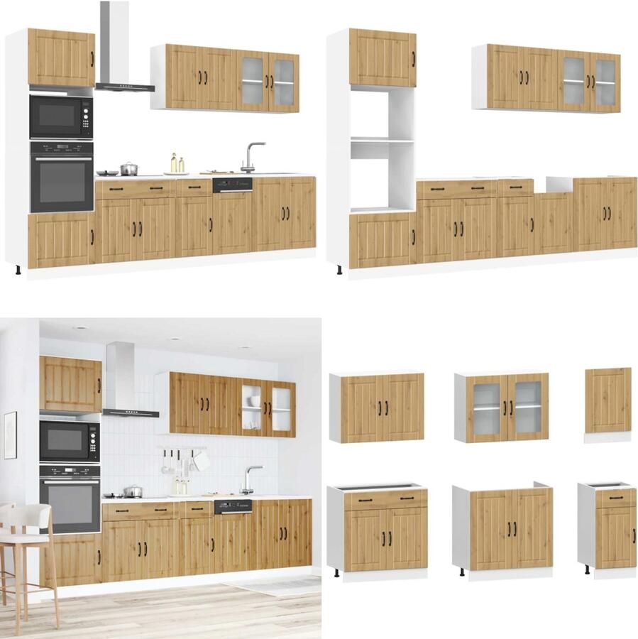 VidaXL 7-delige Keukenkastenset Kalmar bewerkt hout artisanaal eiken Keukenkastset Keukenkastsets Keukenunitset Kastset