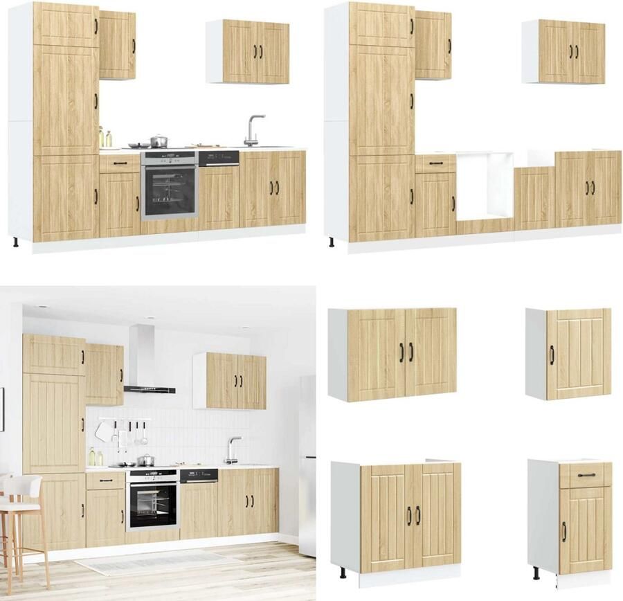 VidaXL 7-delige Keukenkastenset Kalmar bewerkt hout sonoma eikenkleur Keukenkast Set Keukenkast Sets Keukenunit Set Kast Set