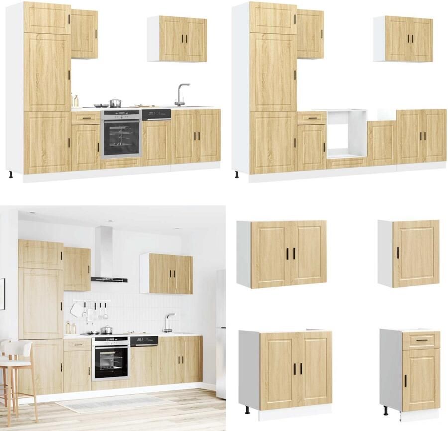 VidaXL 7-delige Keukenkastenset Kalmar bewerkt hout sonoma eikenkleur Keukenkast Set Keukenkast Sets Keukenunit Set Kast Set