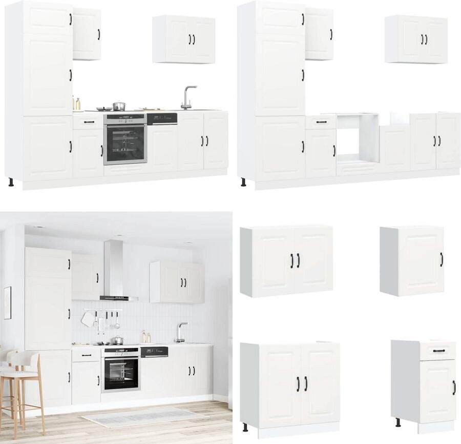 VidaXL 7-delige Keukenkastenset Kalmar bewerkt hout wit Keukenkast Set Keukenkast Sets Keukenunit Set Kast Set