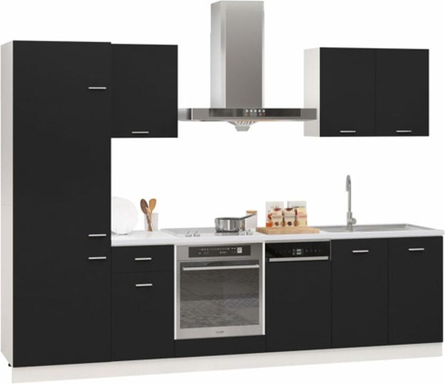 VidaXL 7-delige Keukenkastenset Lyon bewerkt hout zwart