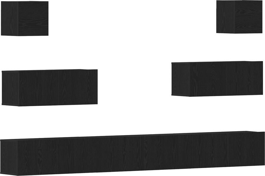 VidaXL 7-delige TV-kastenset Wandgemonteerd Zwart Eiken Geengineerd Hout - Foto 2