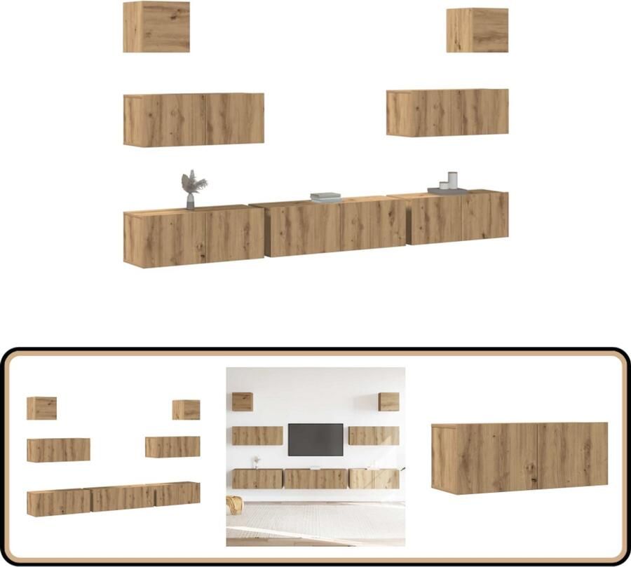 VidaXL 7-delige Tv-meubelset Artisanaal Eiken Tv Meubels Tv Kast Salontafel Houten Tv Stand Living Room Furniture