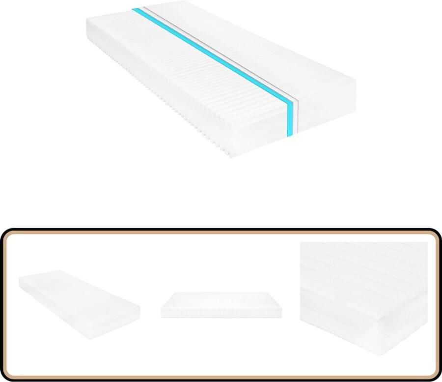 The Living Store 7 Zone PU-schuimtechnologie Matras 120 x 200 x 16 cm Drukverlichting Comfort op elk gebied Eenvoudig schoon te houden Wit Slaapcomfort Matras Pu-schuim Zeven Zone Matras Drukverlichting