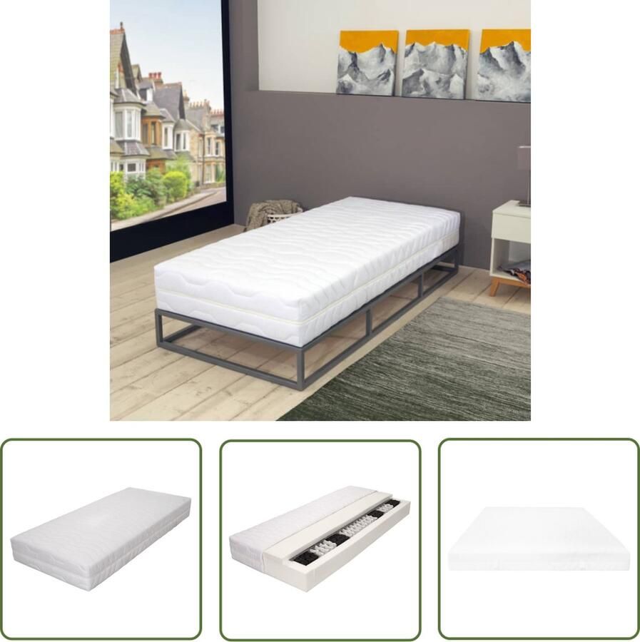 The Living Store Pocketvering 7 Zone Matras 100 x 200 x 20 cm D25 Pocketvering Matras 7 Zone Matras 100x200 Matras Wit Anti Allergisch Matras