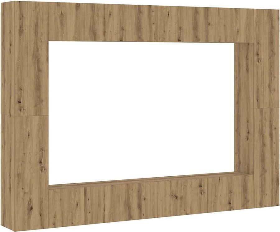 VidaXL 8-delig Tv-meubelset wandmontage bewerkt hout artisanaal eiken
