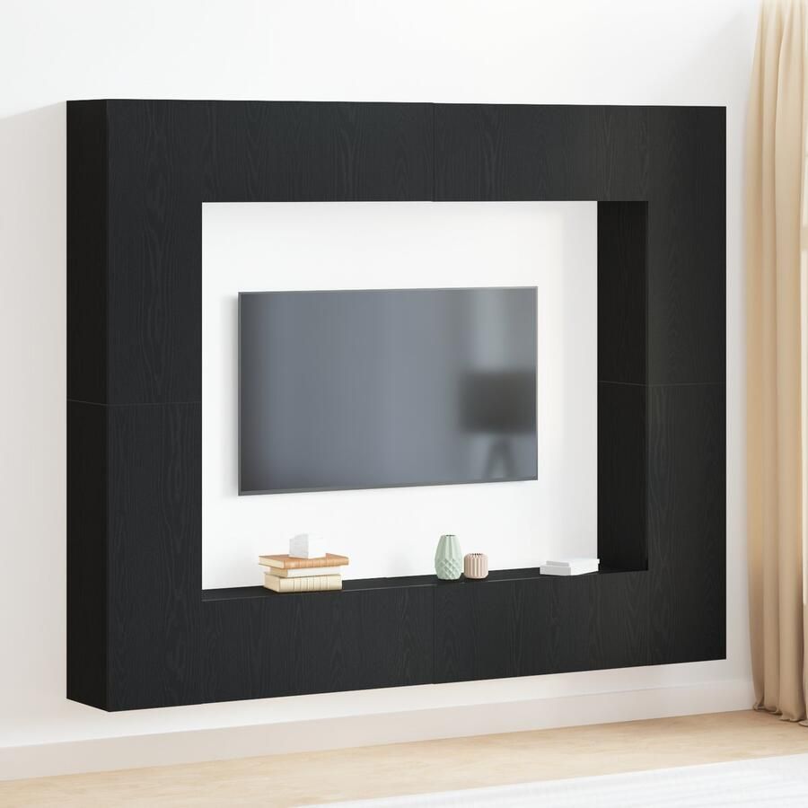 VidaXL TV Kast 8 pcs Zwart 221 x 30 x 180 cm Bewerkt hout - Foto 2