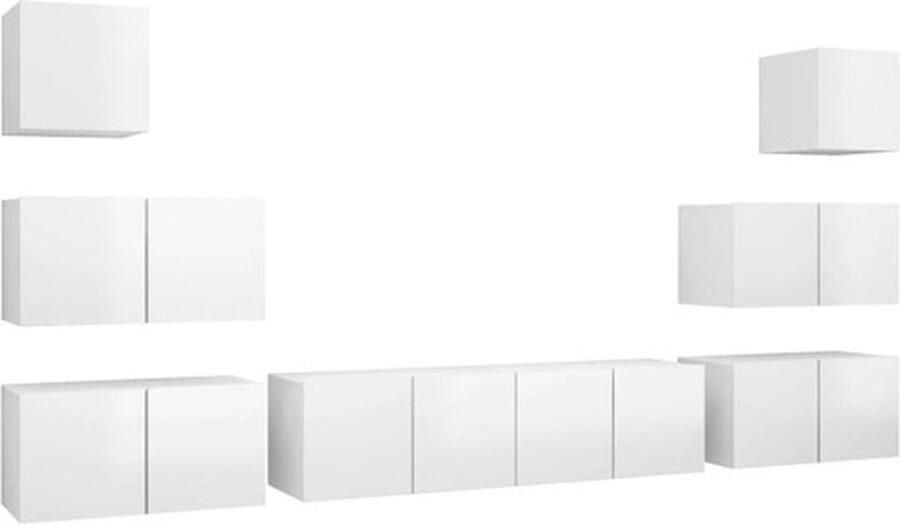 VidaXL 8-delige Tv-meubelset bewerkt hout hoogglans wi