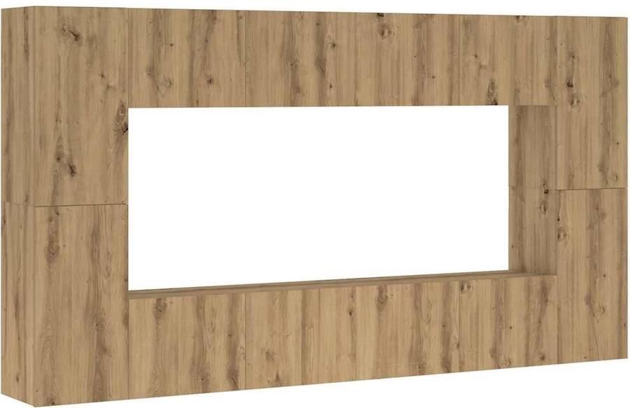 VidaXL 8-delig Tv-meubelset wandmontage bewerkt hout artisanaal eiken