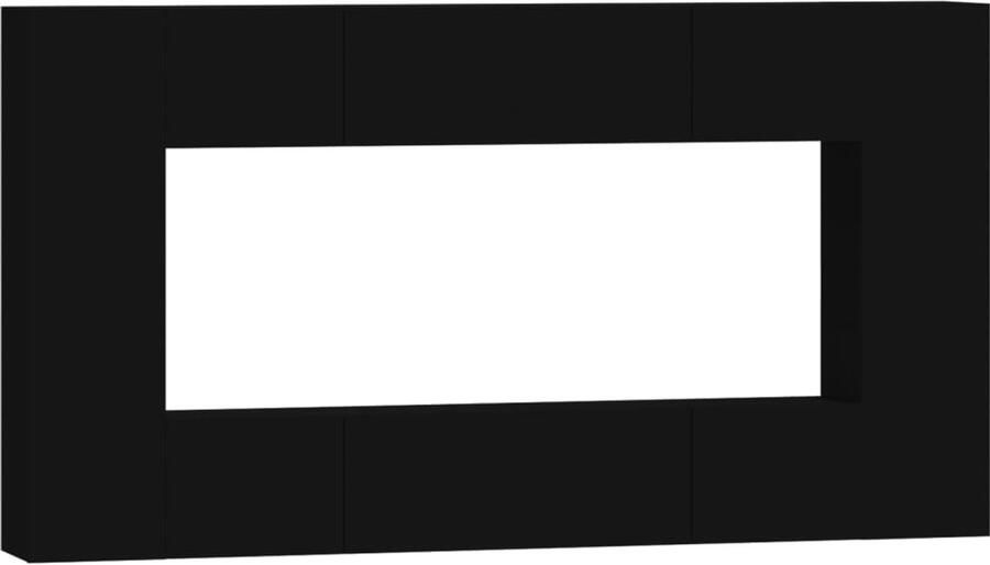 VidaXL 8-delige zwarte tv-meubelset hout Televisiesectie Wandtv Kast Tv Stand Houten Tv Tafel Klassieke Tv Unit Zwart Tv Meubel Livingroom Furniture Saloninrichting - Foto 2