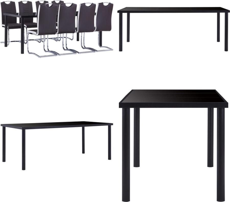 VidaXL 9-delige Eethoek kunstleer bruin Eetset Eetsets Eettafel En Stoel Eettafels En Stoelen