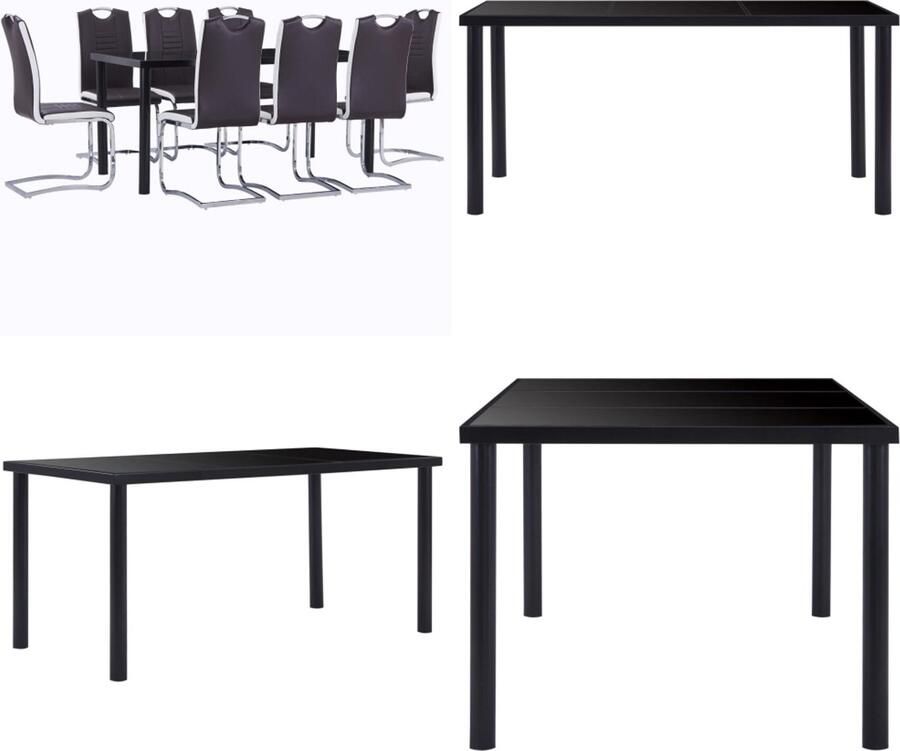 VidaXL 9-delige Eethoek kunstleer bruin Eetset Eetsets Eettafel En Stoel Eettafels En Stoelen