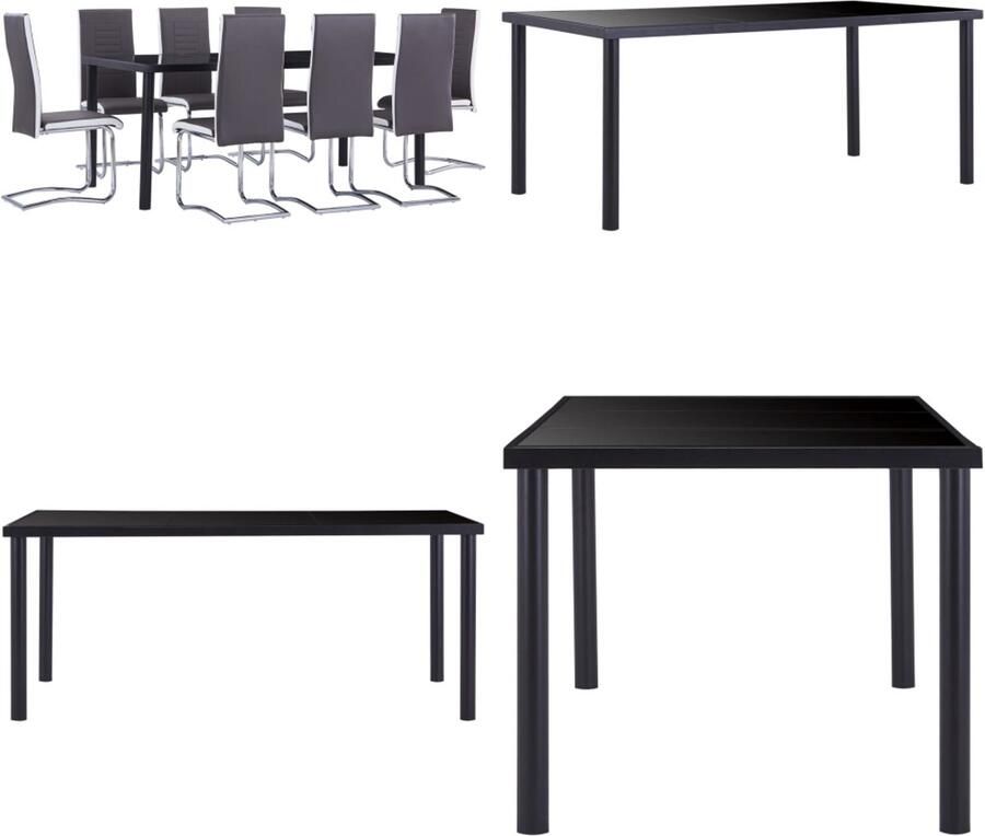 VidaXL 9-delige Eethoek kunstleer grijs Eetset Eetsets Eettafel En Stoel Eettafels En Stoelen