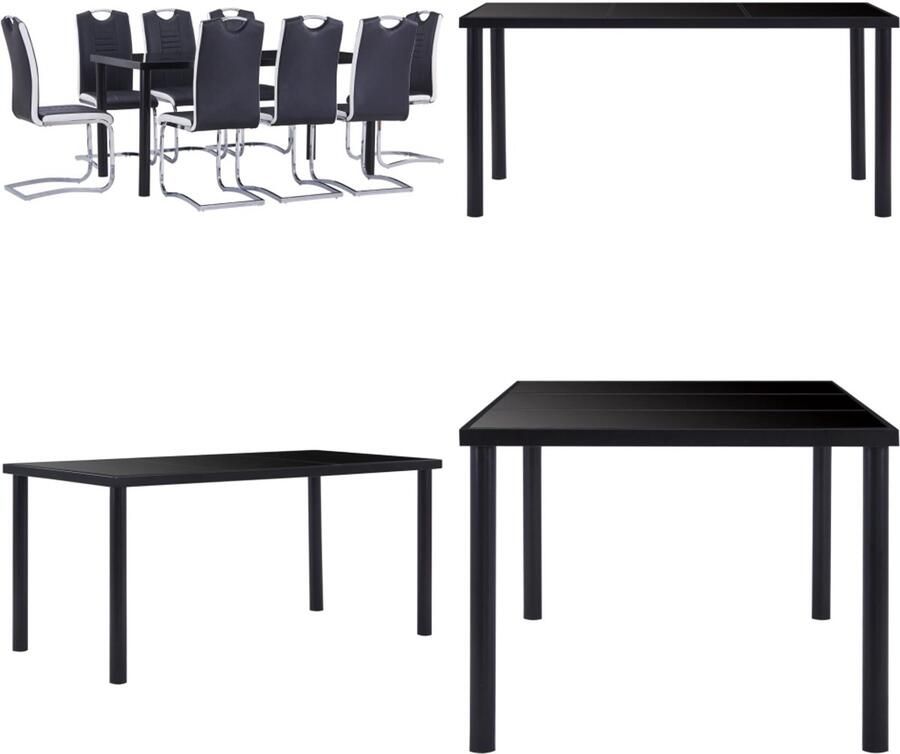 VidaXL 9-delige Eethoek kunstleer zwart Eetset Eetsets Eettafel En Stoel Eettafels En Stoelen