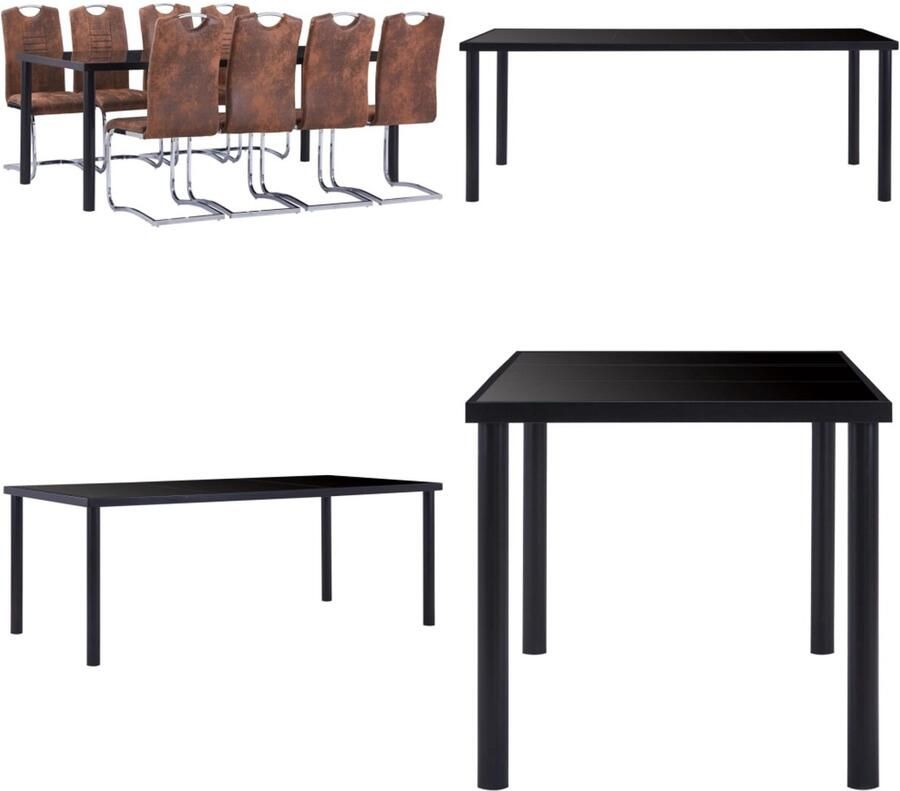 VidaXL 9-delige Eethoek kunstsuède bruin Eetset Eetsets Eettafel En Stoel Eettafels En Stoelen