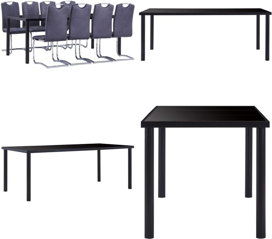 VidaXL 9-delige Eethoek kunstsuède grijs Eetset Eetsets Eettafel En Stoel Eettafels En Stoelen - Foto 2