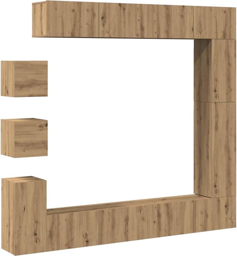 VidaXL 9-delige Tv-meubelset Wandmontage Eiken Tv-meubelset Tv-kast Salontafel Houten Tv-meubel Eiken Tv-meubel