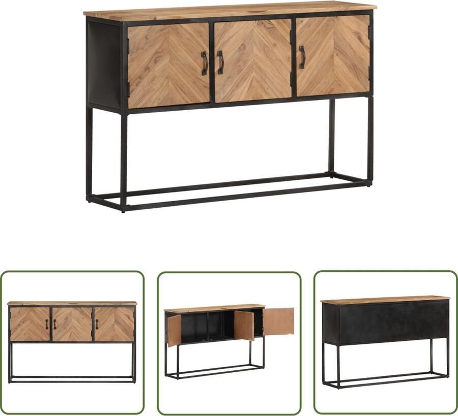 VidaXL Dressoir 120x30x75 cm massief acaciahout Dressoir Acacia Hout Industrieel Design Salontafel Woonaccessoires - Foto 2
