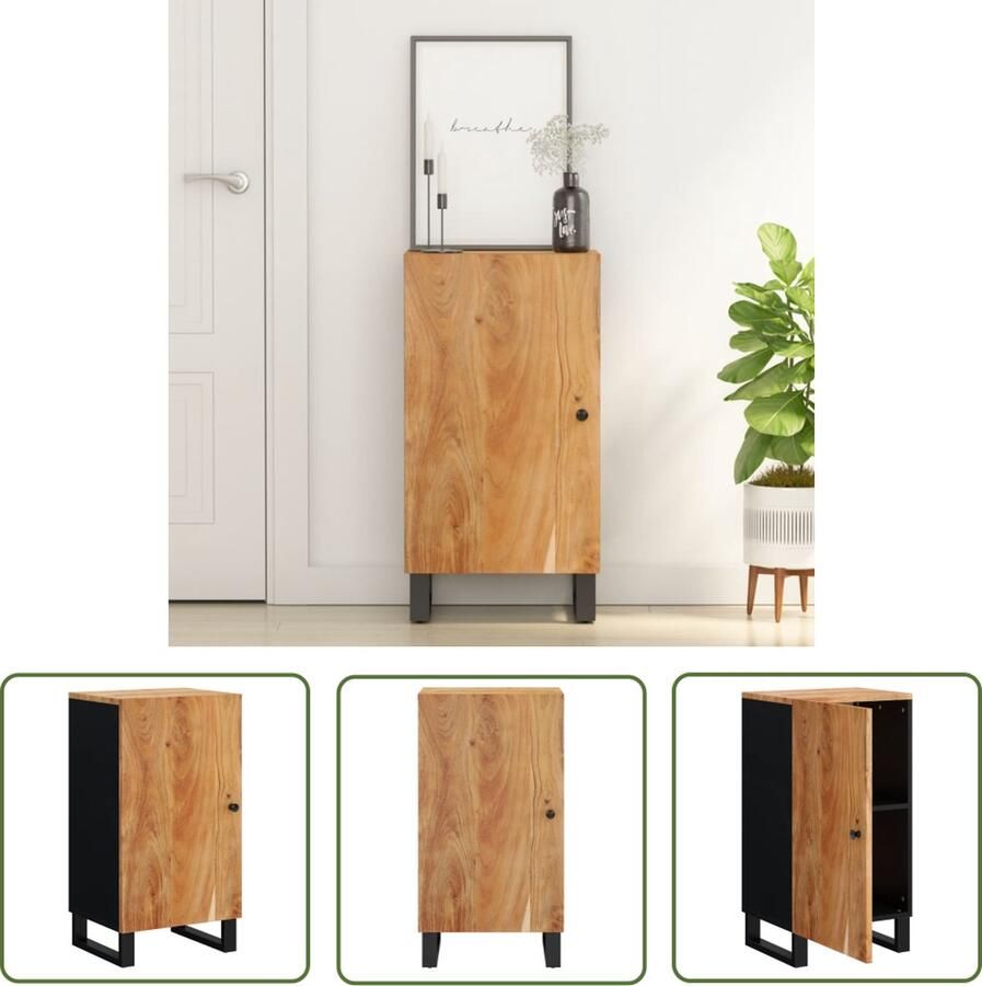 The Living Store Dressoir met deur 40x31x75 cm massief acaciahout Dressoir Vintage Dresser Houten Dressoir Acacia Hout Salontafel