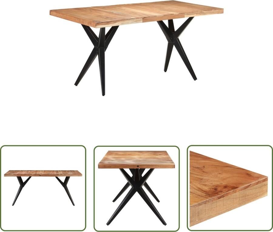 The Living Store Houten Eettafel Acaciahout 160 x 80 x 76 cm Stalen Poten Houten Eettafel Acacia Hout Zwarte Eettafel Industrieel Design Salontafel - Foto 3