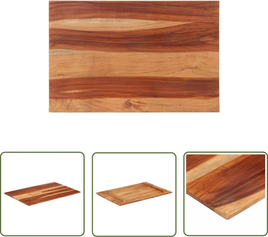 The Living Store Houten Tafelblad 60 x 90 cm Massief Sheeshamhout Rustieke Charme Dikte 15-16 mm Houten Tafelblad Acacia Hout Salontafel Eettafel Vintage Tafel - Foto 2