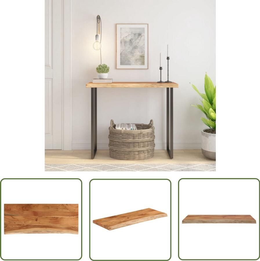 The Living Store Tafelblad rechthoekig natuurlijke rand 100x40x3 8 cm acaciahout Houten Tafelblad Acacia Hout Tafelblad Vervangen Rechte Tafel Salontafel Blad