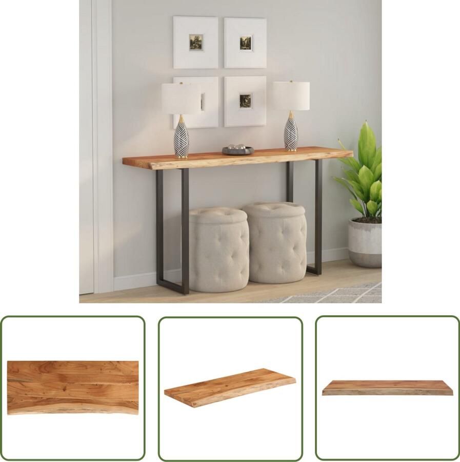 The Living Store Tafelblad rechthoekig natuurlijke rand 110x40x2 5 cm acaciahout Houten Tafelblad Acacia Hout Tafelblad Vervangen Salontafel Blad Eethoek Tafelblad