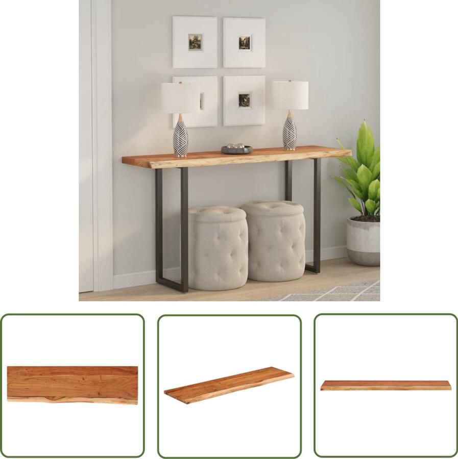 The Living Store Tafelblad rechthoekig natuurlijke rand 120x40x2 5 cm acaciahout Houten Tafelblad Acacia Hout Tafelblad Vervangen Bartafel Blad Bijzettafel Blad