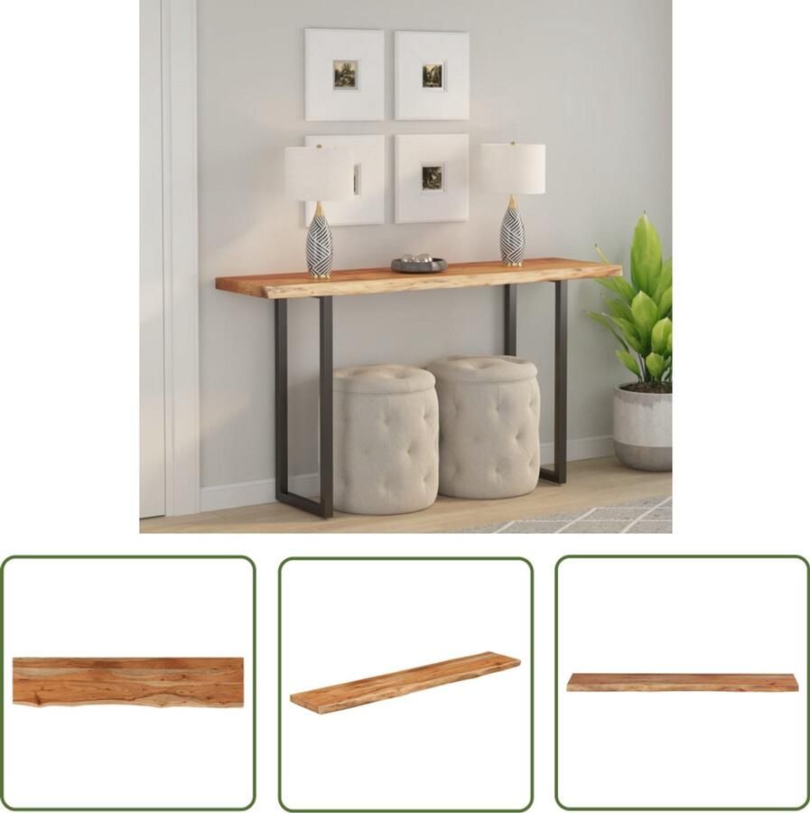 The Living Store Tafelblad rechthoekig natuurlijke rand 180x40x2 5 cm acaciahout Houten Tafelblad Acacia Hout Tafelblad Vervangen Rechte Tafel Naturel Tafelblad
