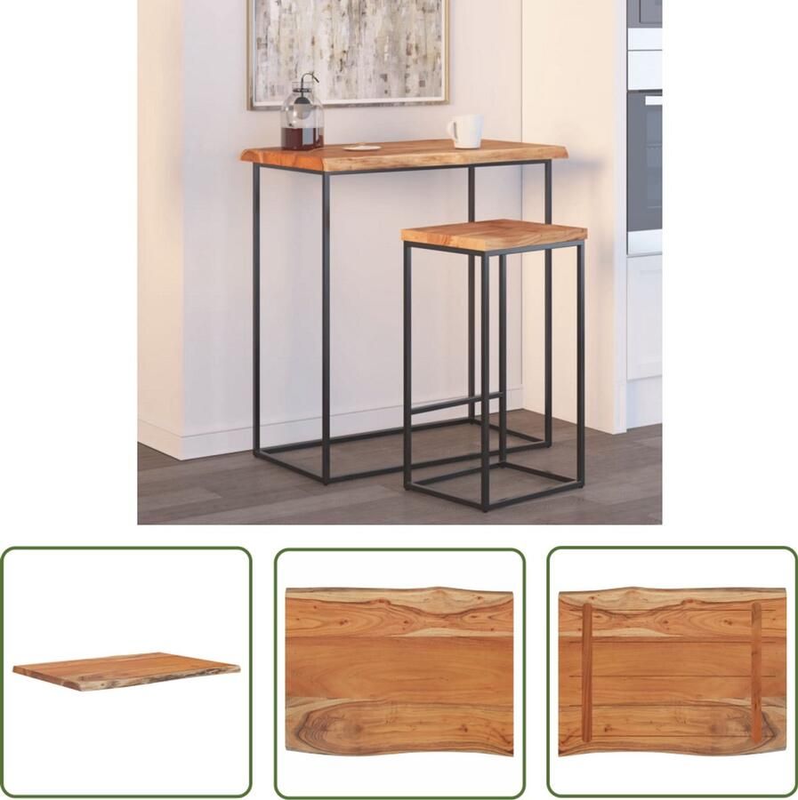 VidaXL Tafelblad rechthoekig natuurlijke rand 80x60x2 5 cm acaciahout Houten Tafelblad Acacia Hout Rechte Tafel Eetkamertafel Salontafel