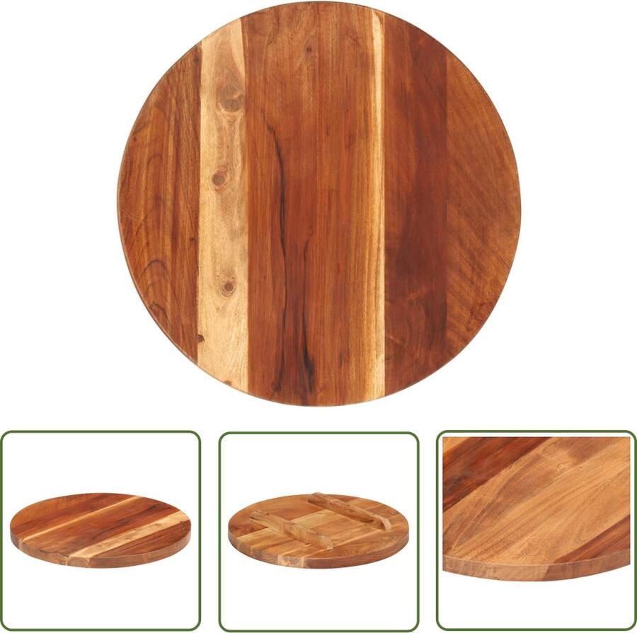 The Living Store Houten Tafelblad Massief Sheeshamhout 70 cm Diameter Rustieke Charme Inclusief Houtsteunen Gepolijst Geschilderd Gelakt Houten Tafelblad Ronde Tafel Acacia Hout Vintage Tafel Landelijke Tafel - Foto 2