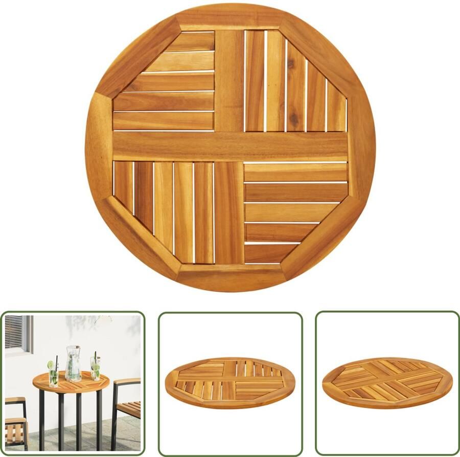 The Living Store Tafelblad rond Ø 60x2 cm massief acaciahout Houten Tafelblad Acacia Hout Tuin Tafelblad Tafellaag Terras Tafel