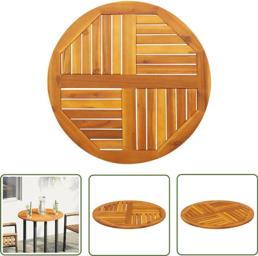 The Living Store Tafelblad rond Ø 70x2 cm massief acaciahout Houten Tafelblad Acacia Hout Tafelblad Vervangen Eetkamer Set Terras Tafel